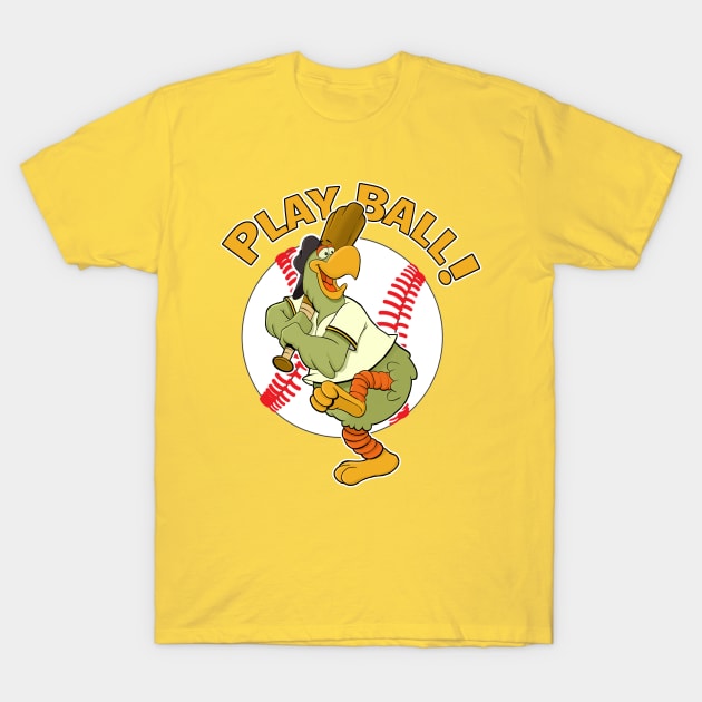 Play Ball! Pirate Baseball Mascot Pirate Parrot T-Shirt by GAMAS Threads